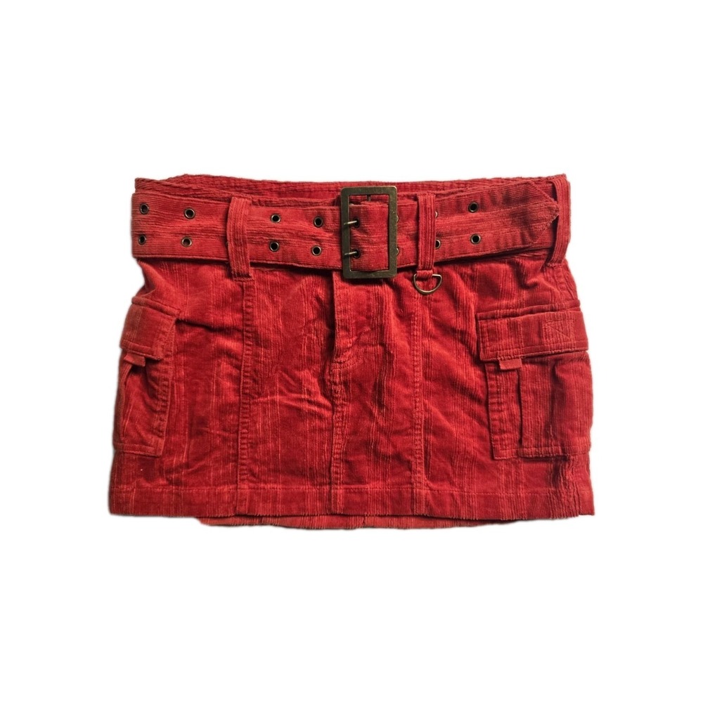 Urban Outfitter Joan Corduroy Belted Mini Skirt M‎ Red